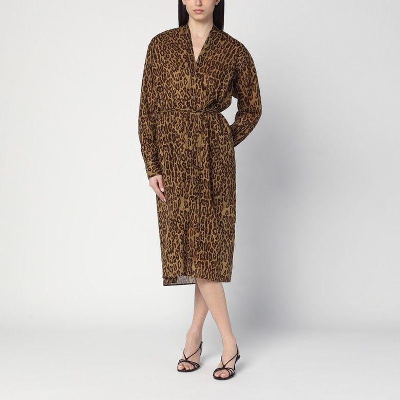 leopard-print shirt dress in cotton voile by Selfnex