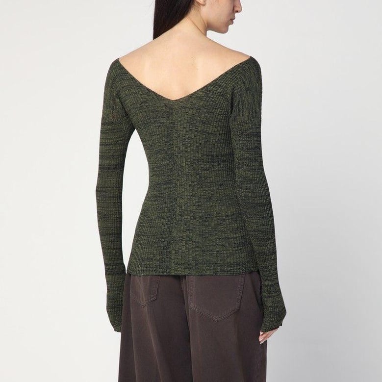 double-v military green sweater by Selfnex