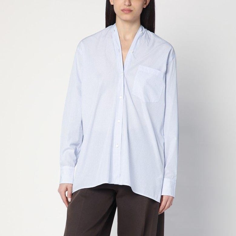 light blue checkered cotton shirt by Selfnex