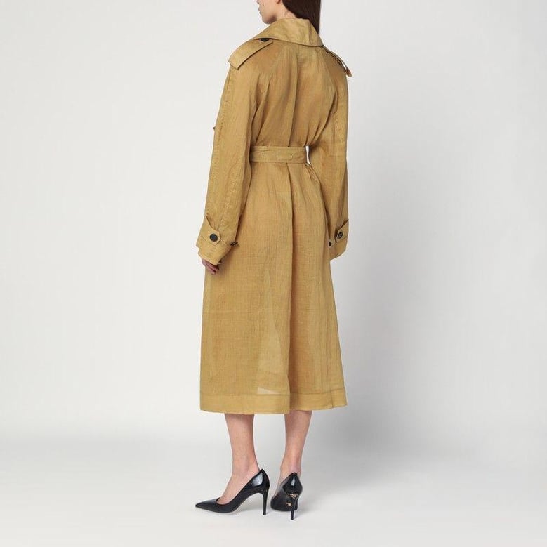 double-breasted cici trench coat in ramie by Selfnex