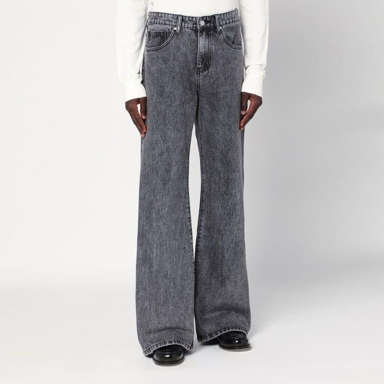 wide-leg black washed jeans by Selfnex
