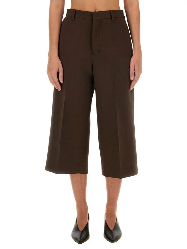 brown wool bermuda shorts by Selfnex