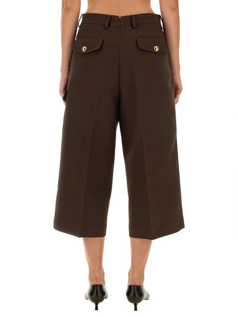 brown wool bermuda shorts by Selfnex