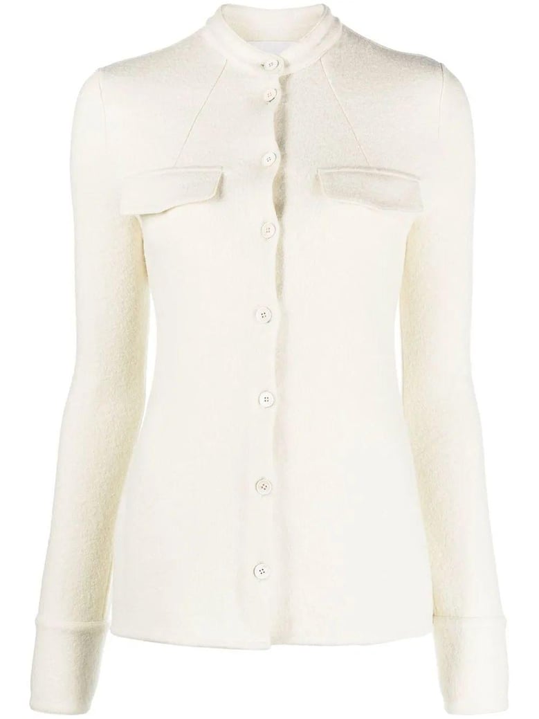 ivory stretch wool blend shirt by Selfnex