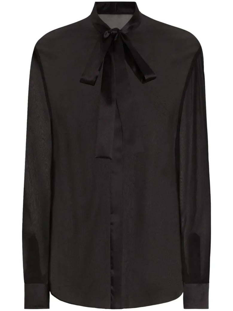 black silk shirt with bow by Selfnex