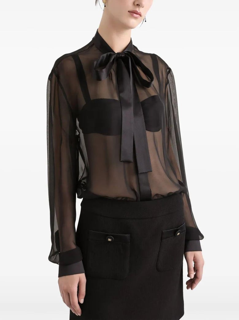 black silk shirt with bow by Selfnex