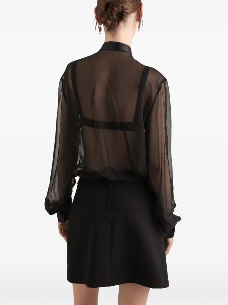 black silk shirt with bow by Selfnex