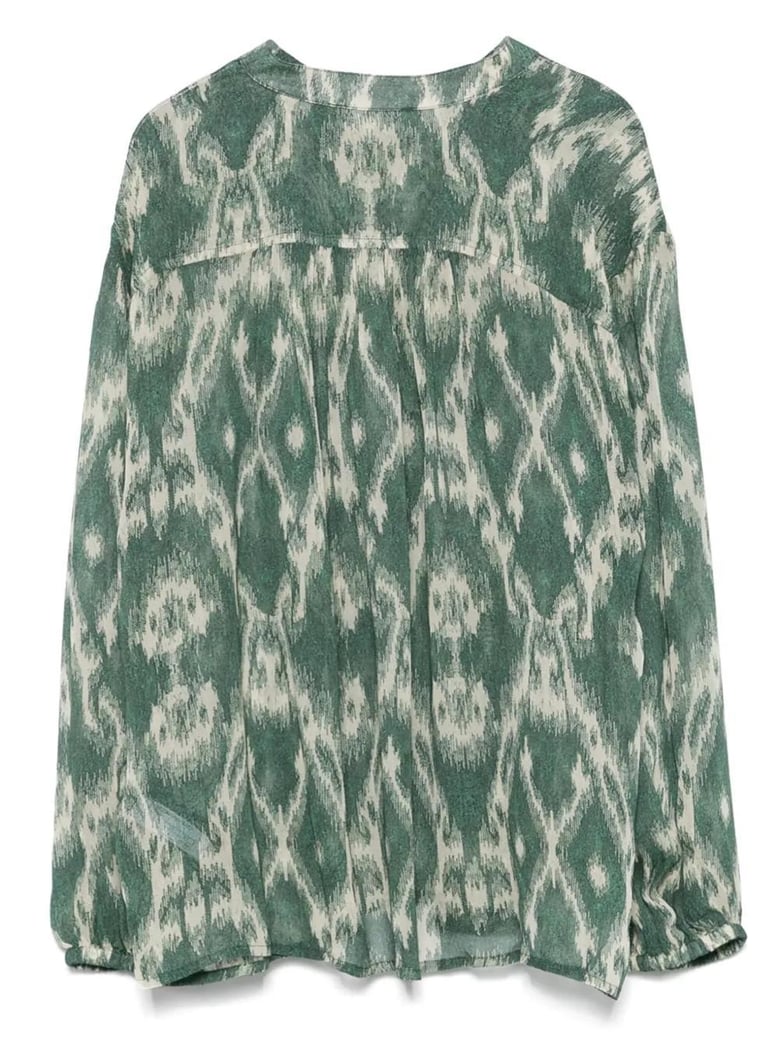 menaelle khaki beige printed blouse by Selfnex