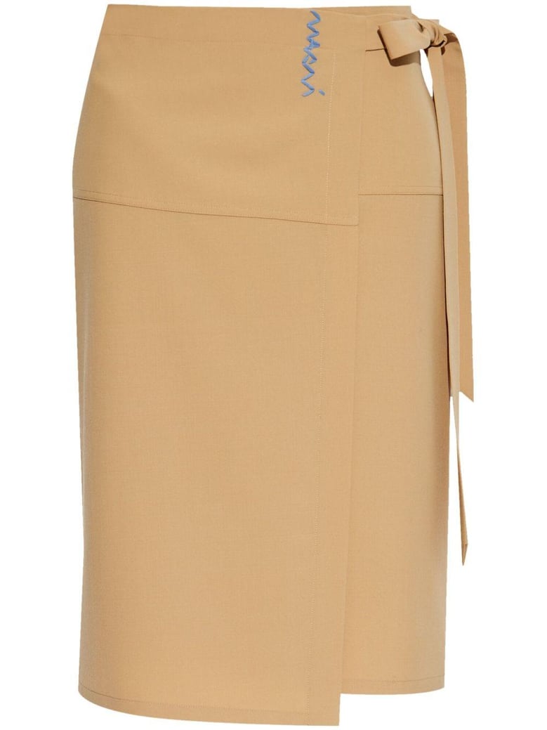 camel midi skirt with bow on the side by Selfnex