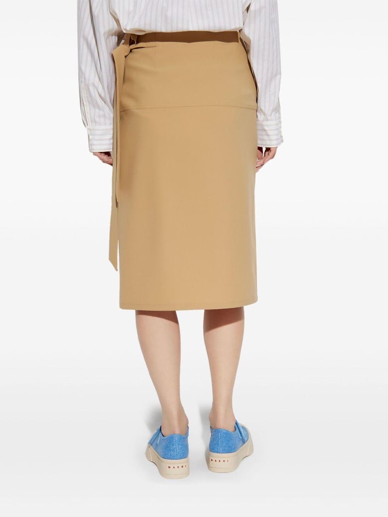 camel midi skirt with bow on the side by Selfnex