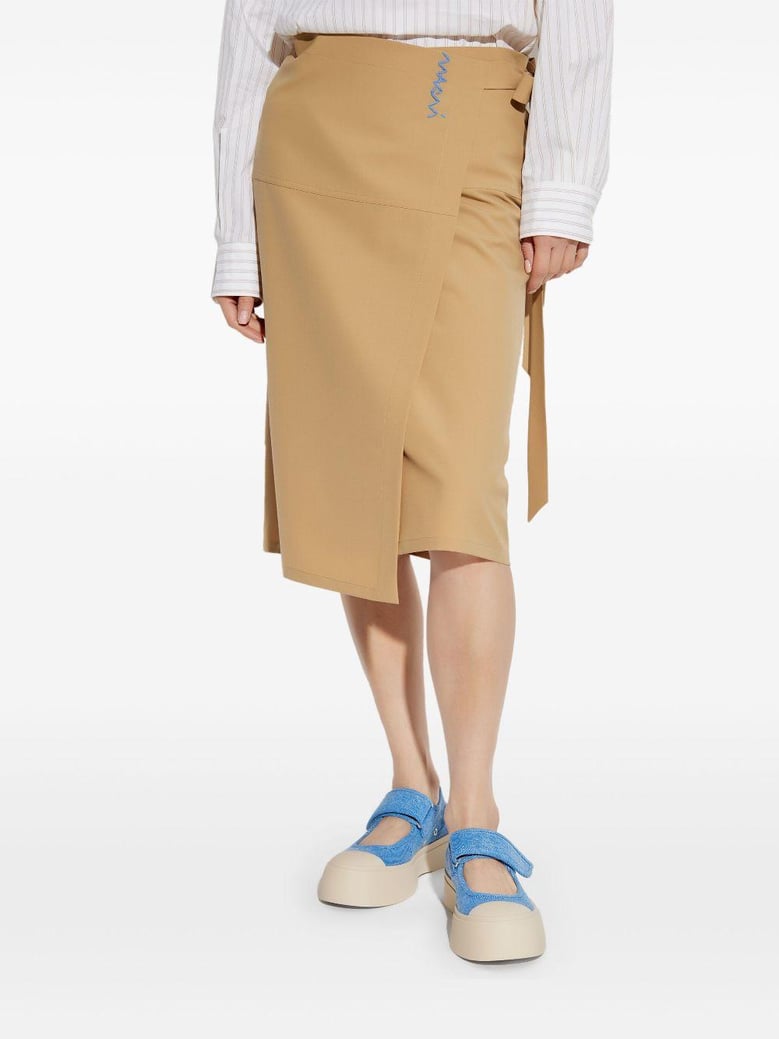 camel midi skirt with bow on the side by Selfnex