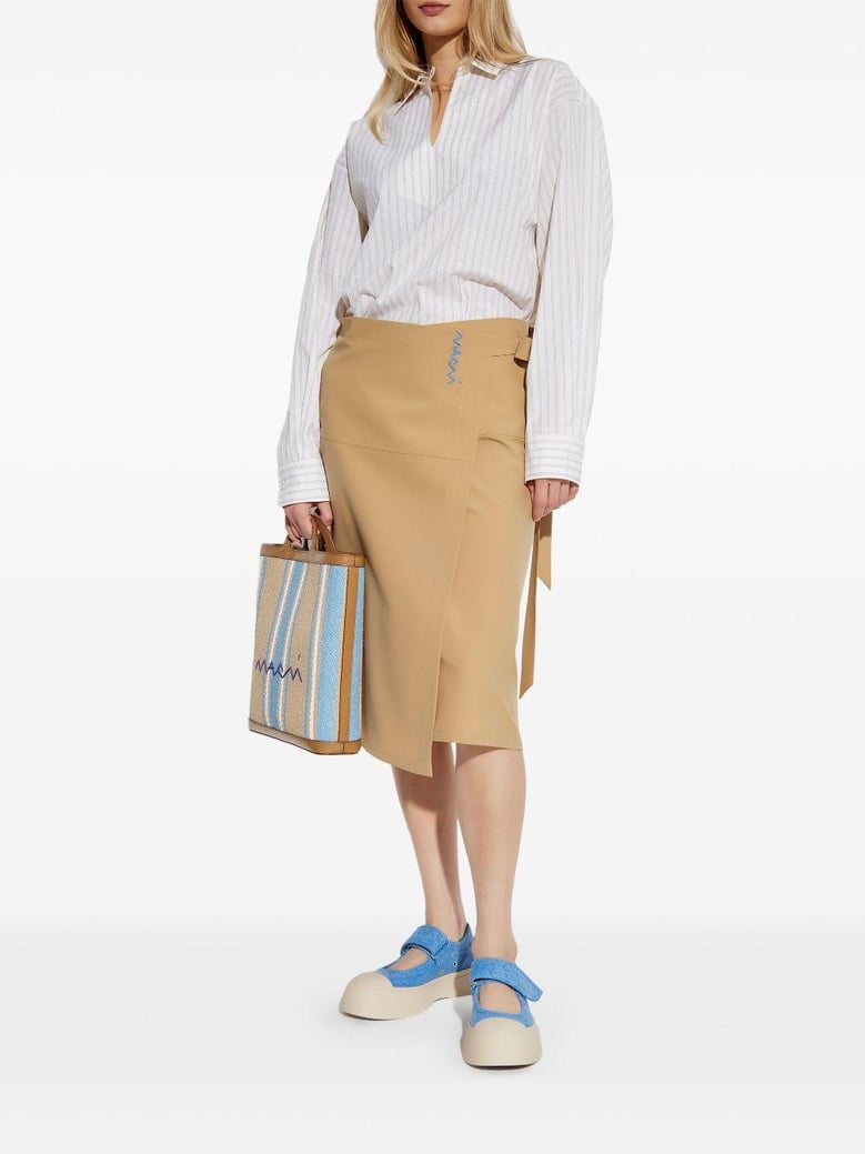 camel midi skirt with bow on the side by Selfnex