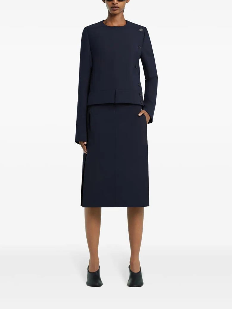 navy midi skirt by Selfnex