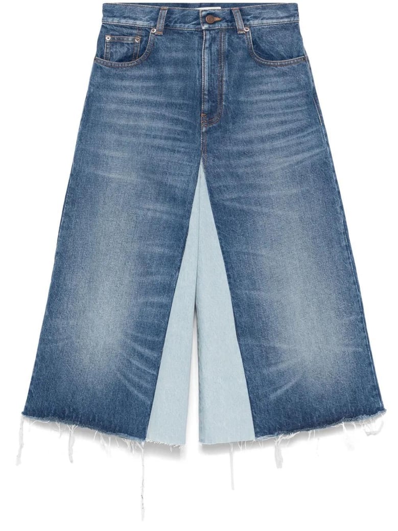 patchwork denim bermuda shorts by Selfnex