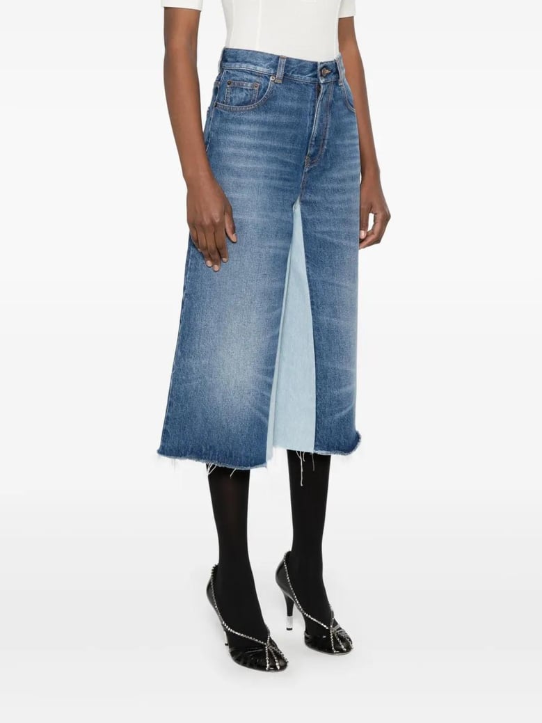 patchwork denim bermuda shorts by Selfnex