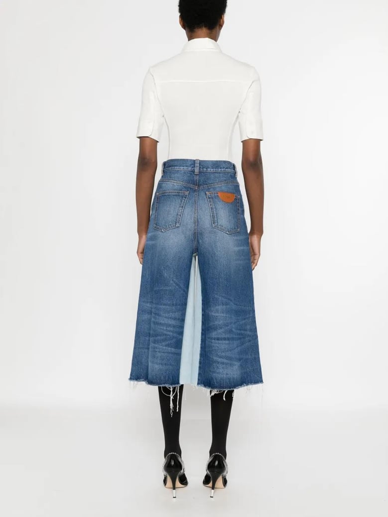patchwork denim bermuda shorts by Selfnex