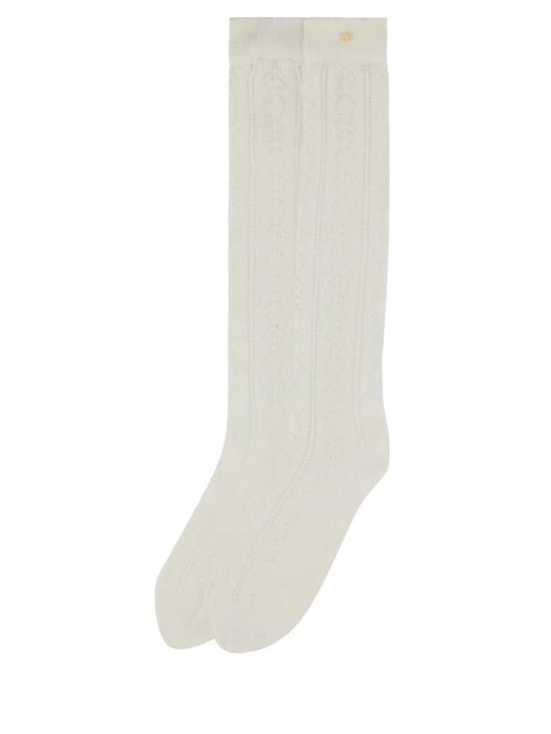 perforated cotton socks with vlogo by Selfnex