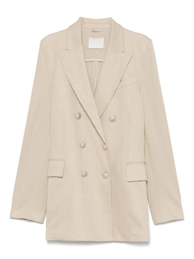 linen and cotton double-breasted jacket by Selfnex