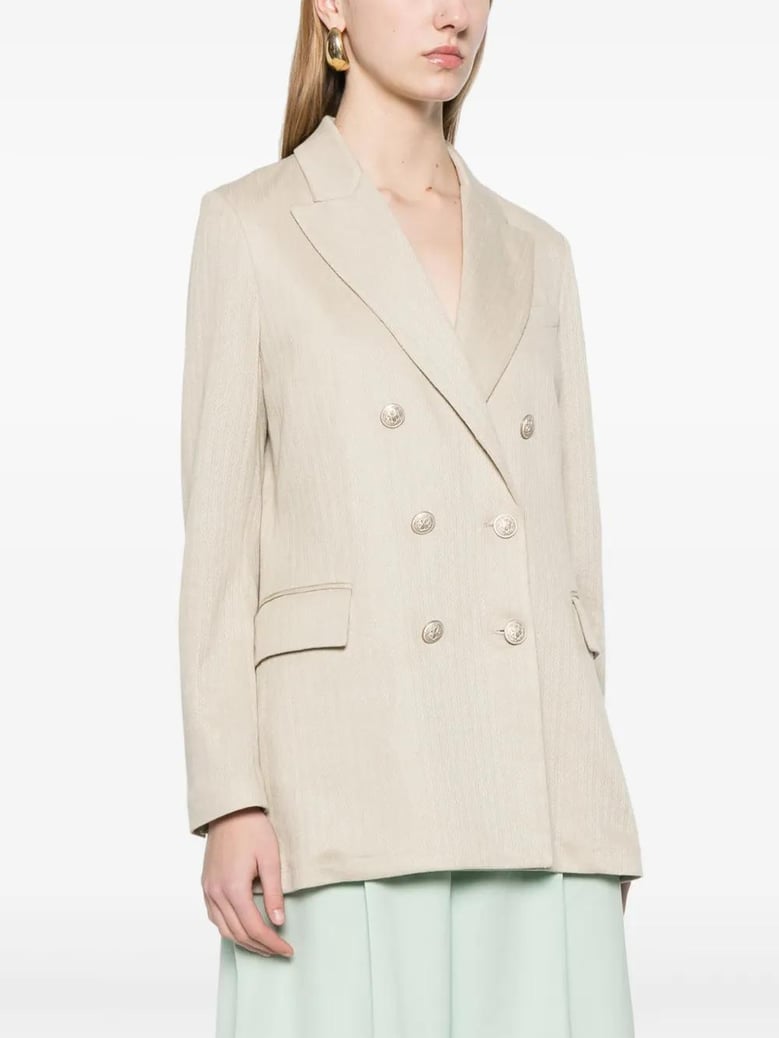 linen and cotton double-breasted jacket by Selfnex