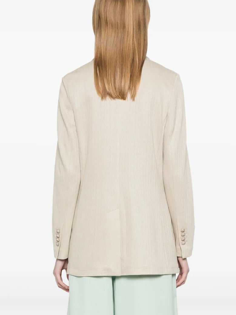 linen and cotton double-breasted jacket by Selfnex