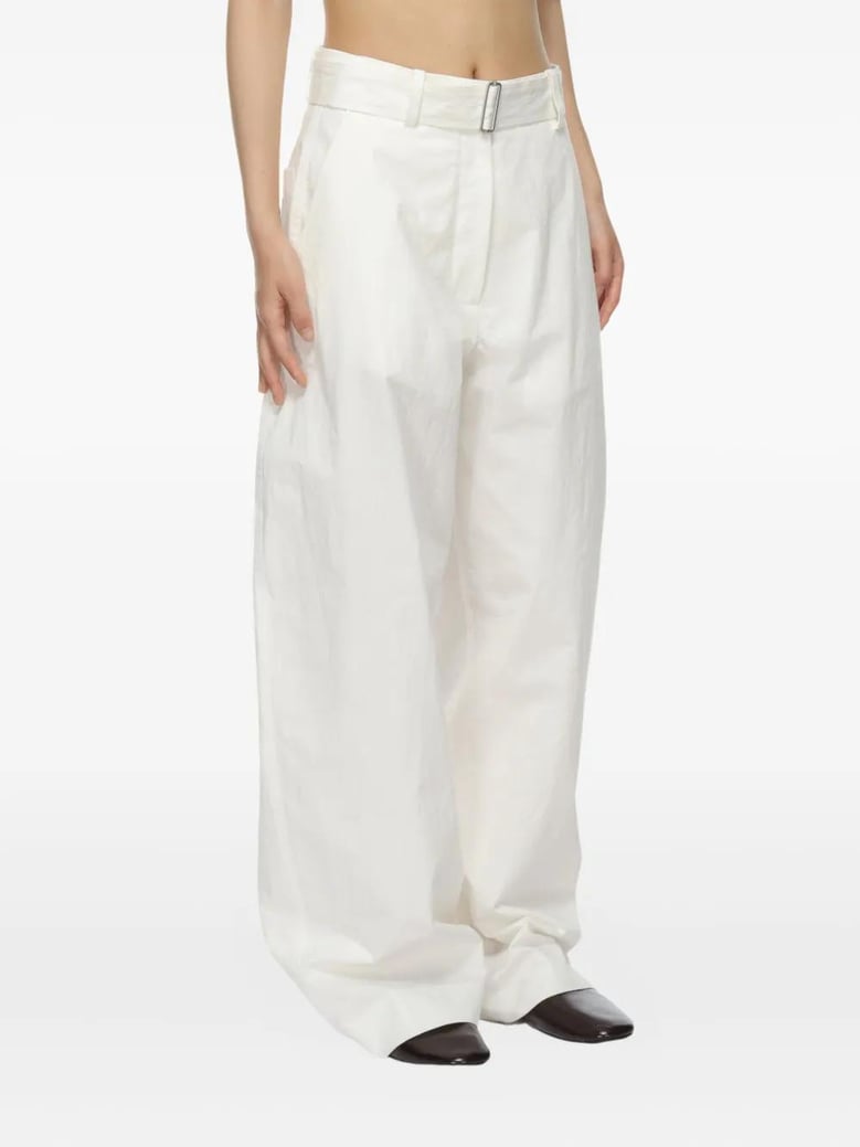 round leg cotton trousers by Selfnex