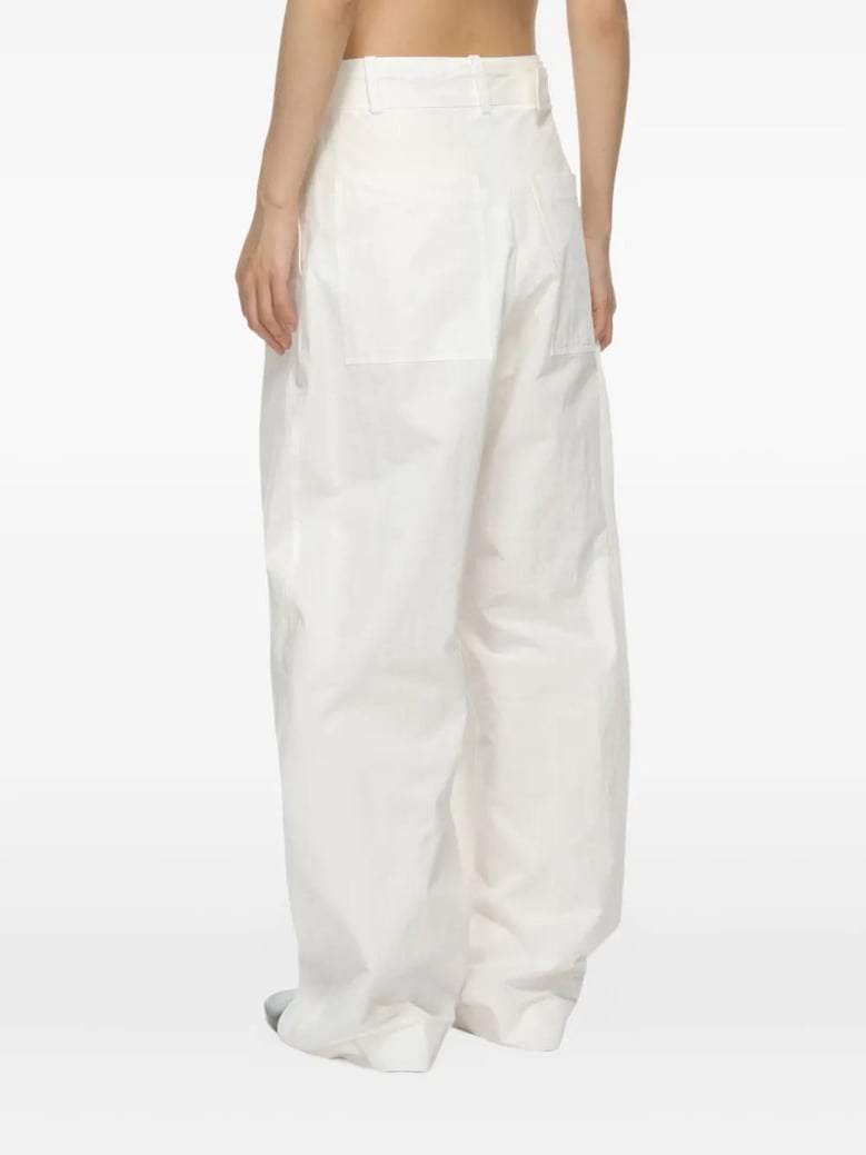 round leg cotton trousers by Selfnex