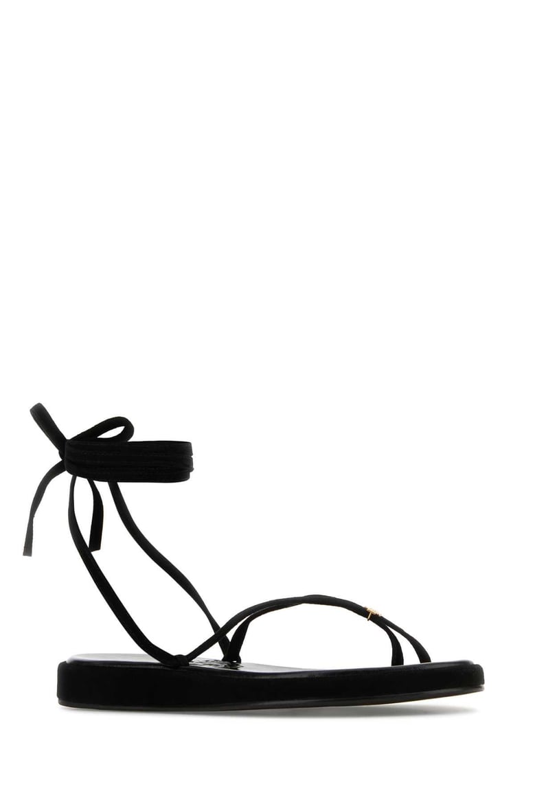 black suede capri sandals by Selfnex
