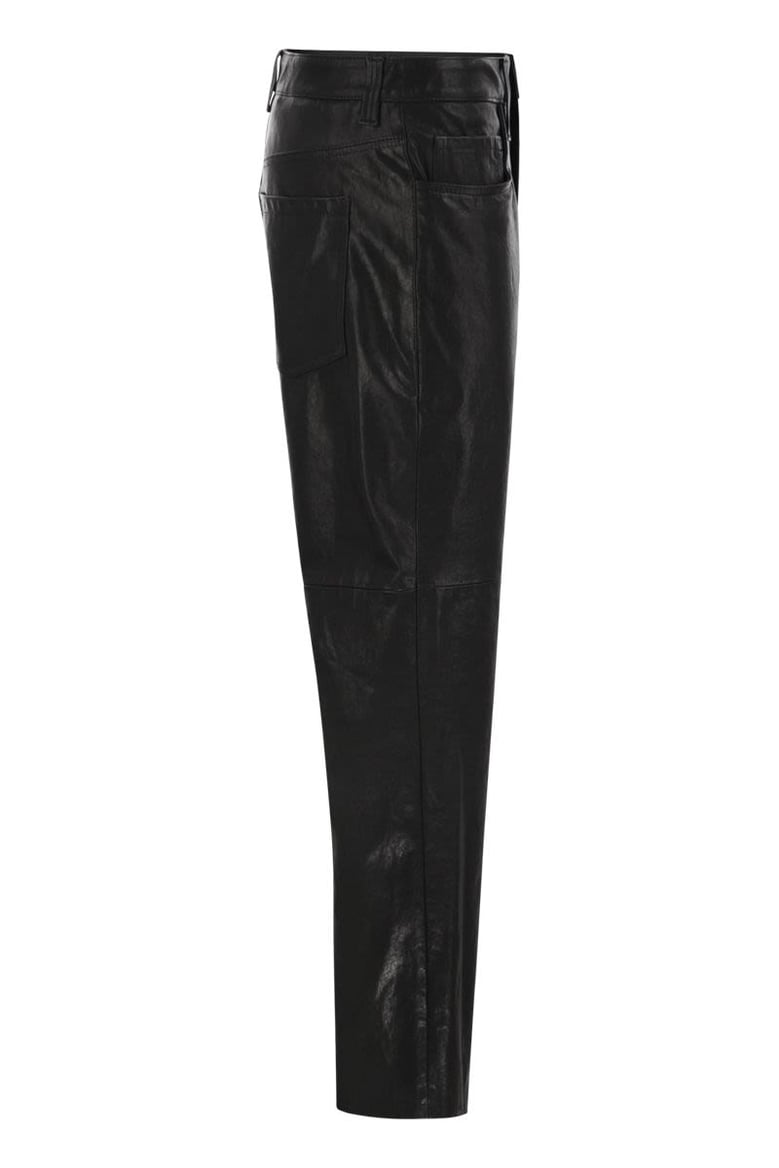 wide five-pocket trousers in smooth nappa leather by Selfnex