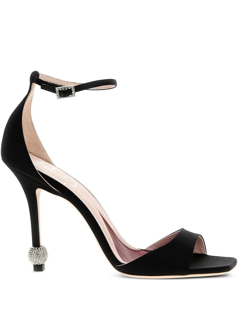 black sandal with jewelled heel by Selfnex