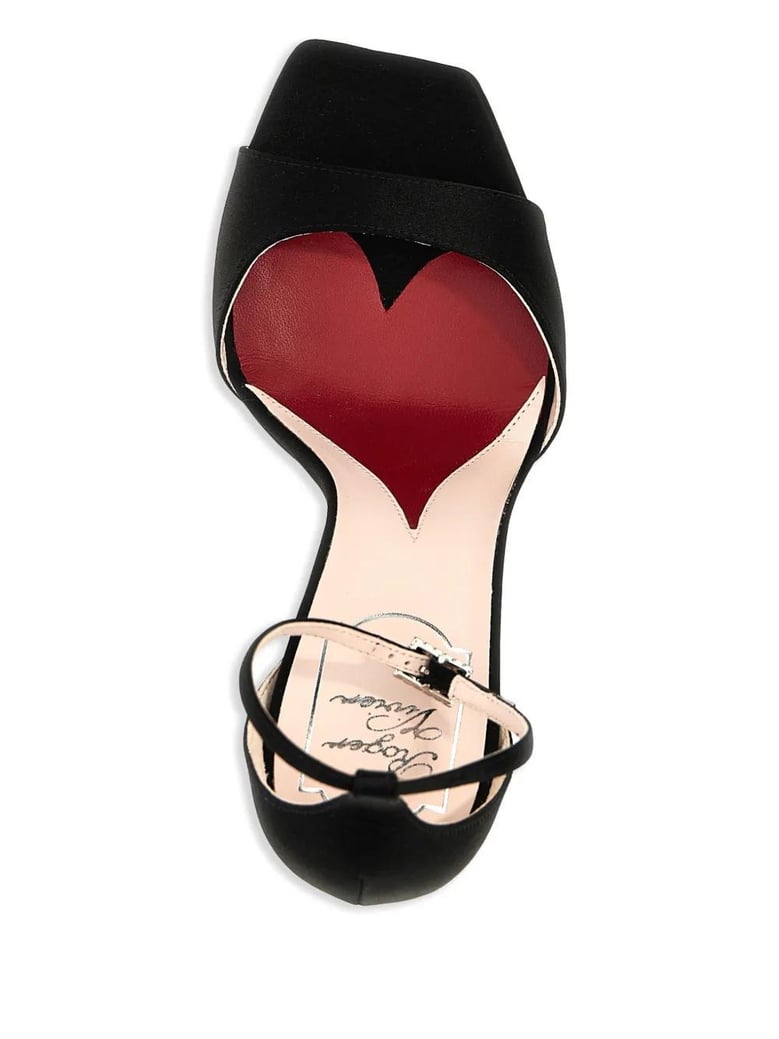 black sandal with jewelled heel by Selfnex