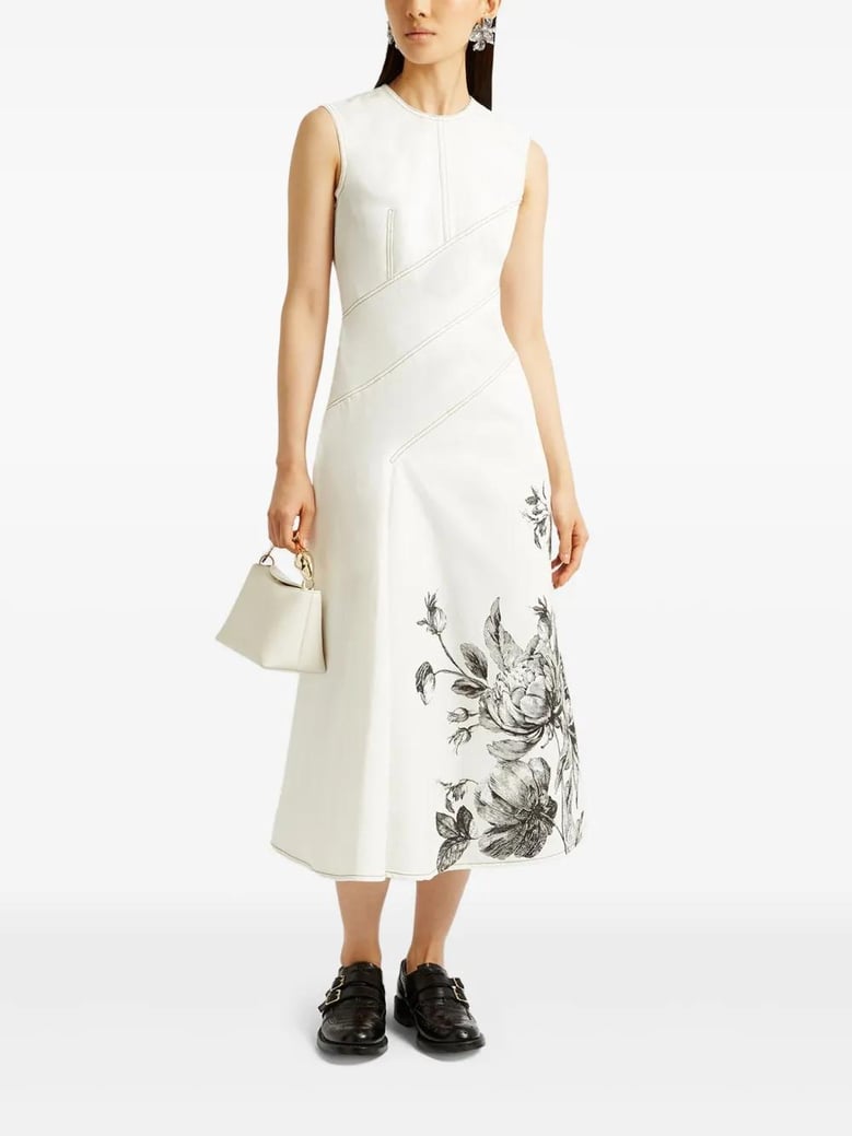 vestido sin mangas flores crudo by Selfnex