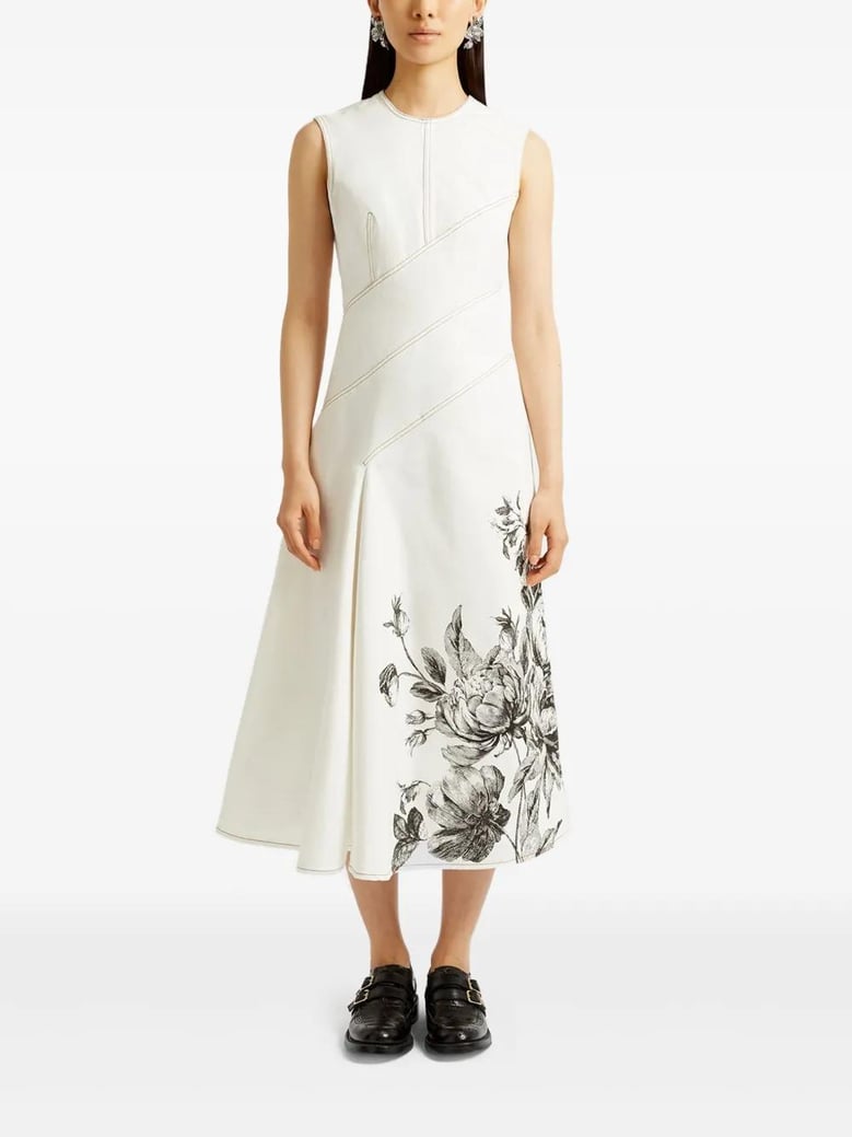 vestido sin mangas flores crudo by Selfnex