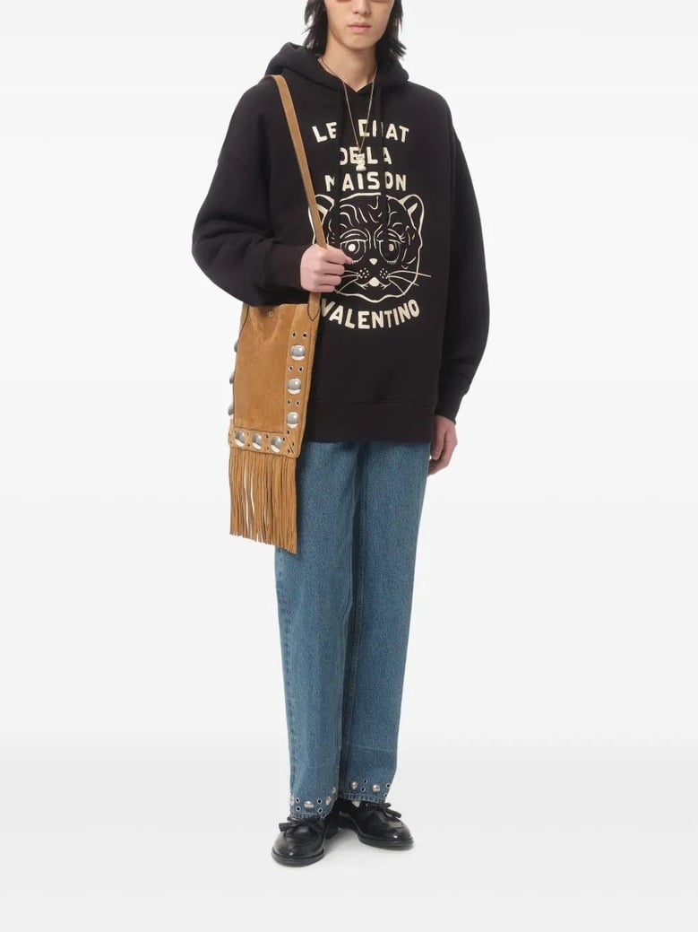 black sweatshirt with le chat de la maison patch by Selfnex