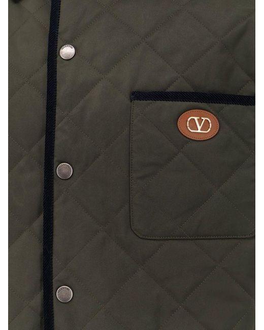olive green quilted jacket with vlogo patch by Selfnex