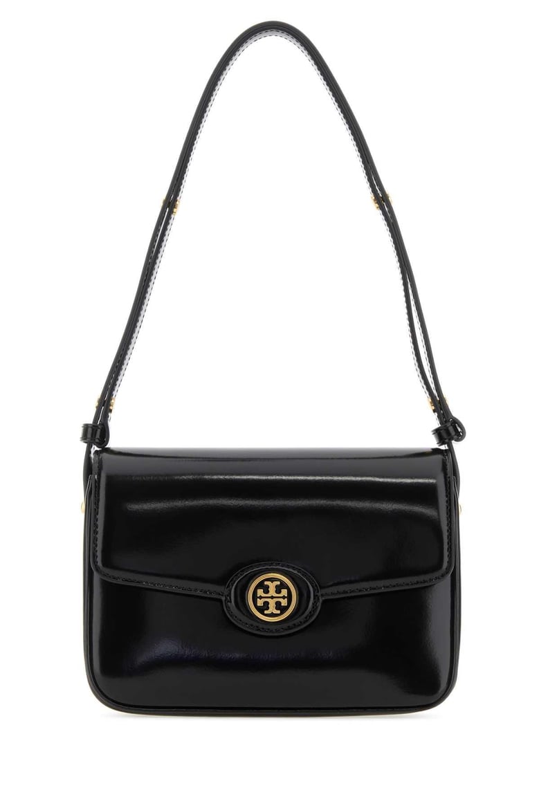 black leather robinson shoulder bag by Selfnex