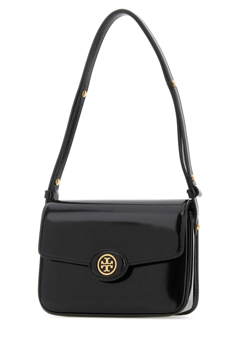 black leather robinson shoulder bag by Selfnex