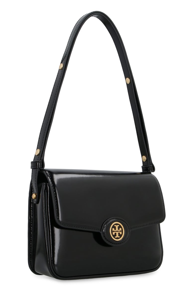 black leather robinson shoulder bag by Selfnex