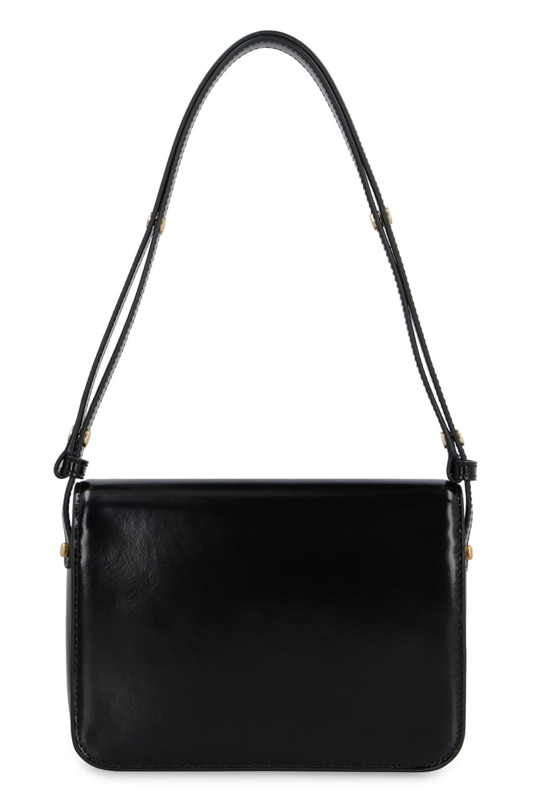 black leather robinson shoulder bag by Selfnex