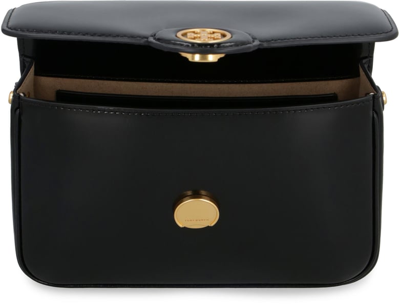 black leather robinson shoulder bag by Selfnex