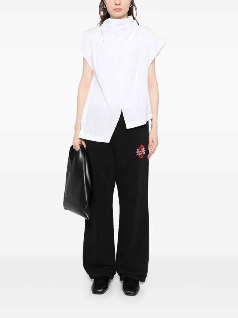 black print cotton trousers by Selfnex