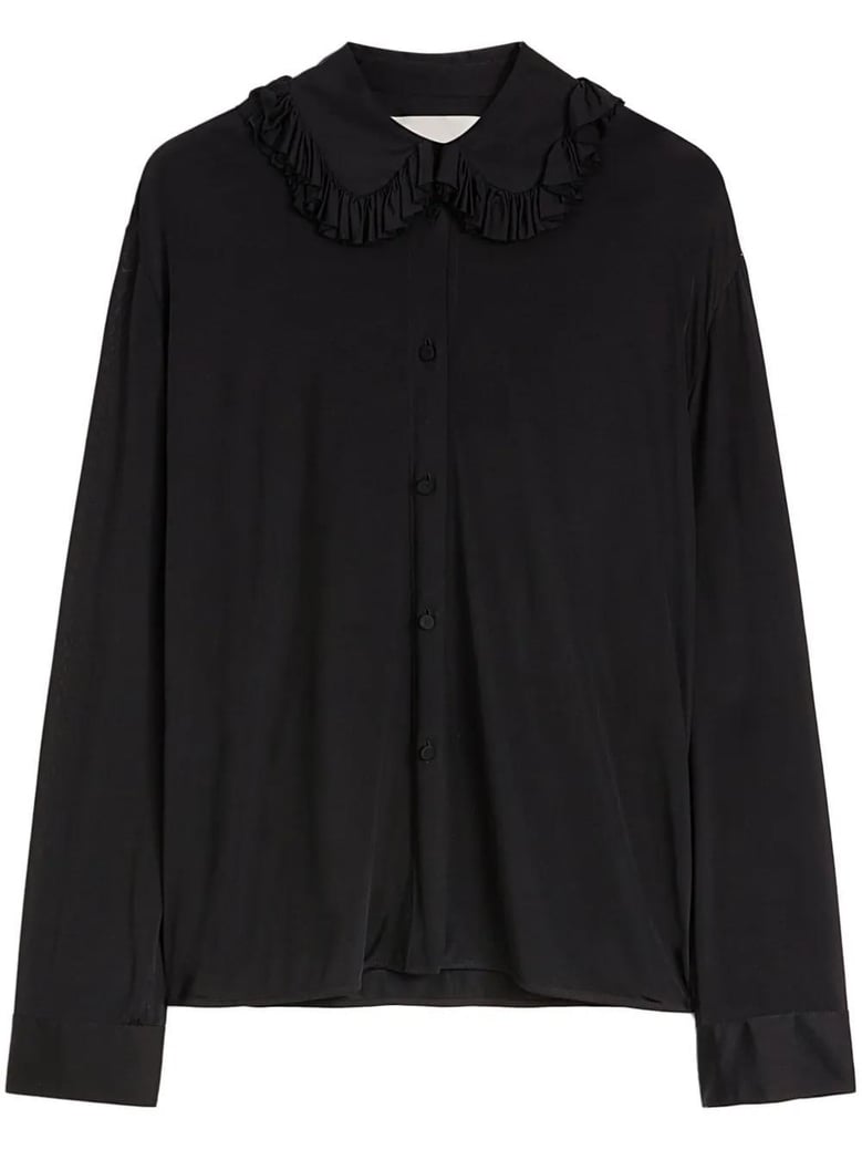 camisa cuello volantes negro by Selfnex