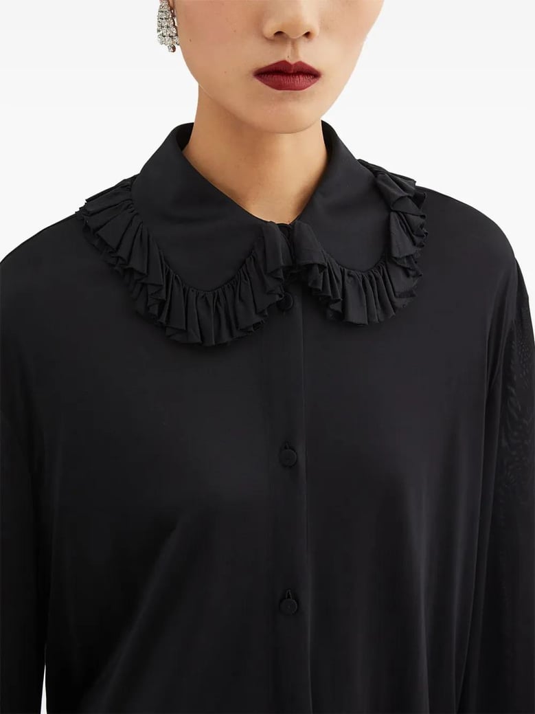 camisa cuello volantes negro by Selfnex