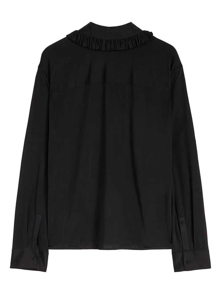 camisa cuello volantes negro by Selfnex