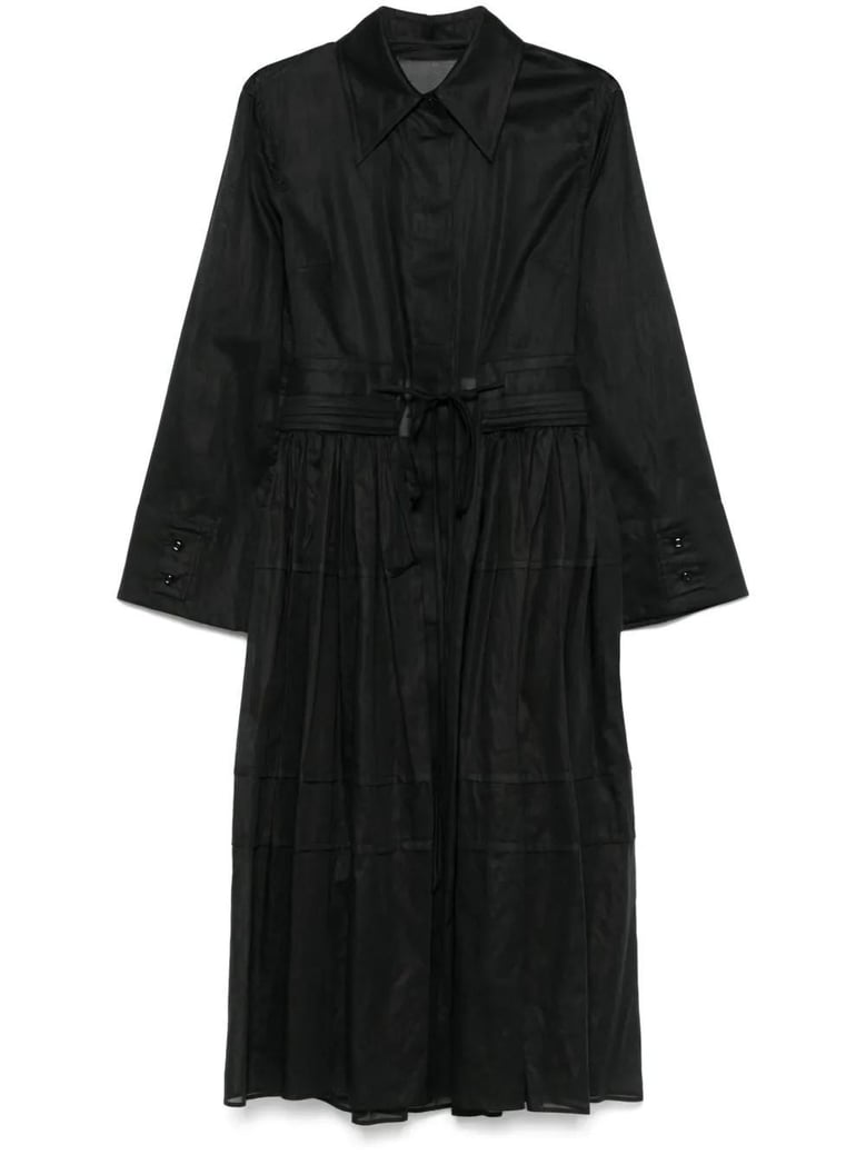 vestido cinturon falda plisada negro by Selfnex