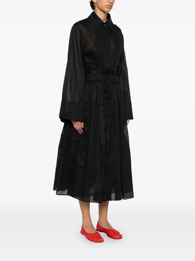 vestido cinturon falda plisada negro by Selfnex