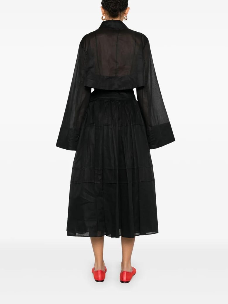 vestido cinturon falda plisada negro by Selfnex