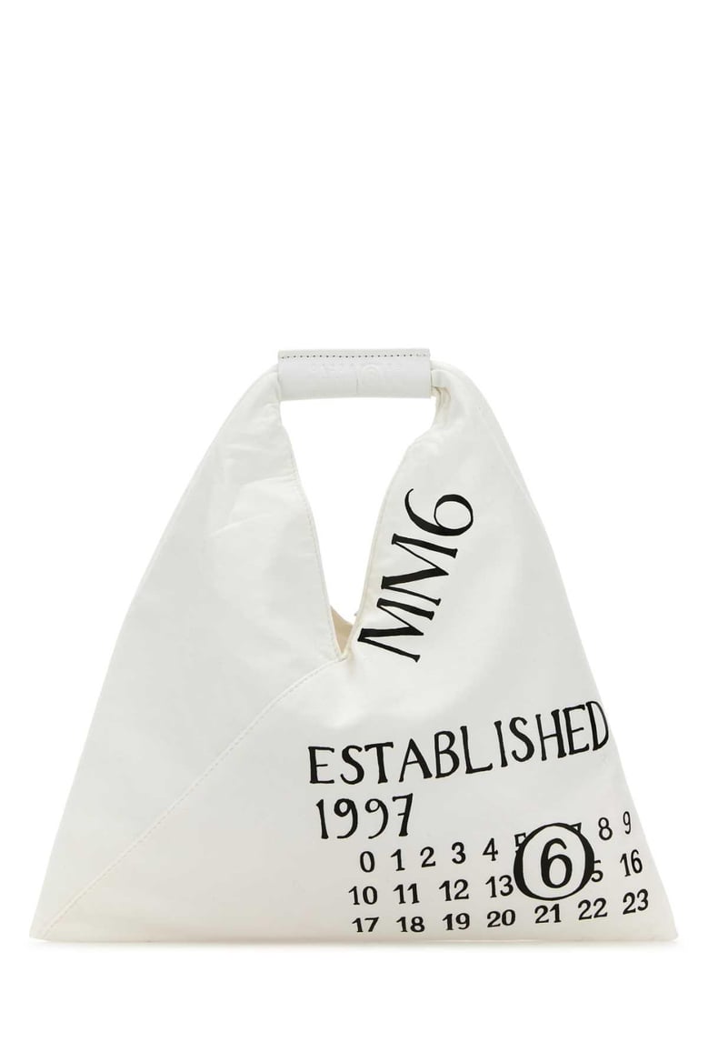 white fabric mini japanese handbag by Selfnex