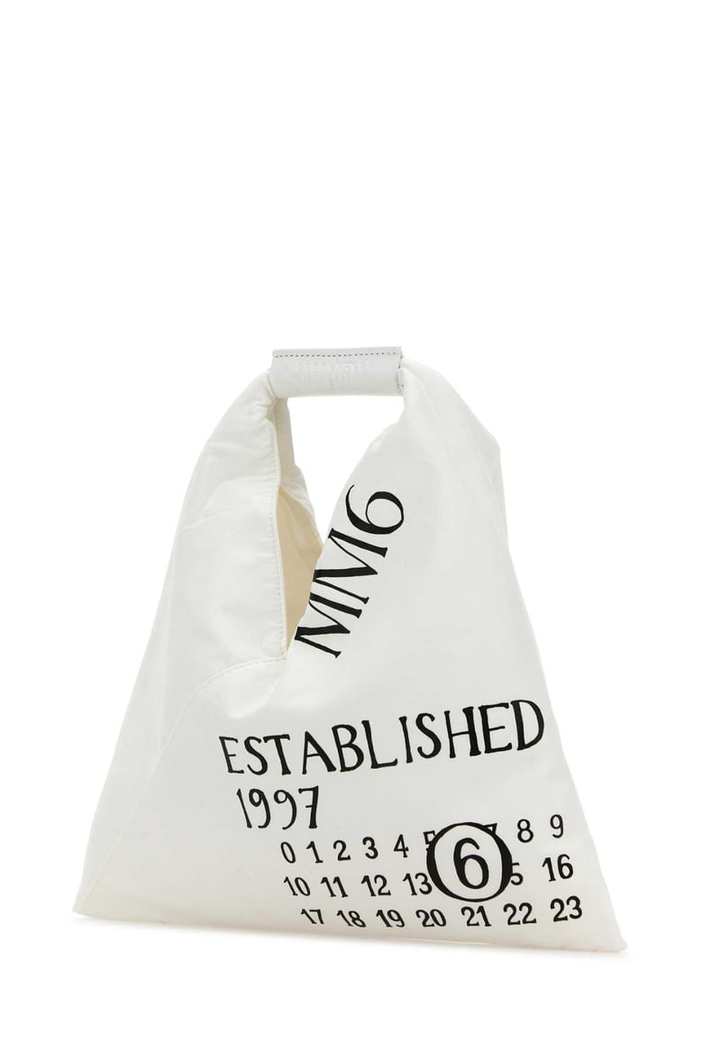 white fabric mini japanese handbag by Selfnex