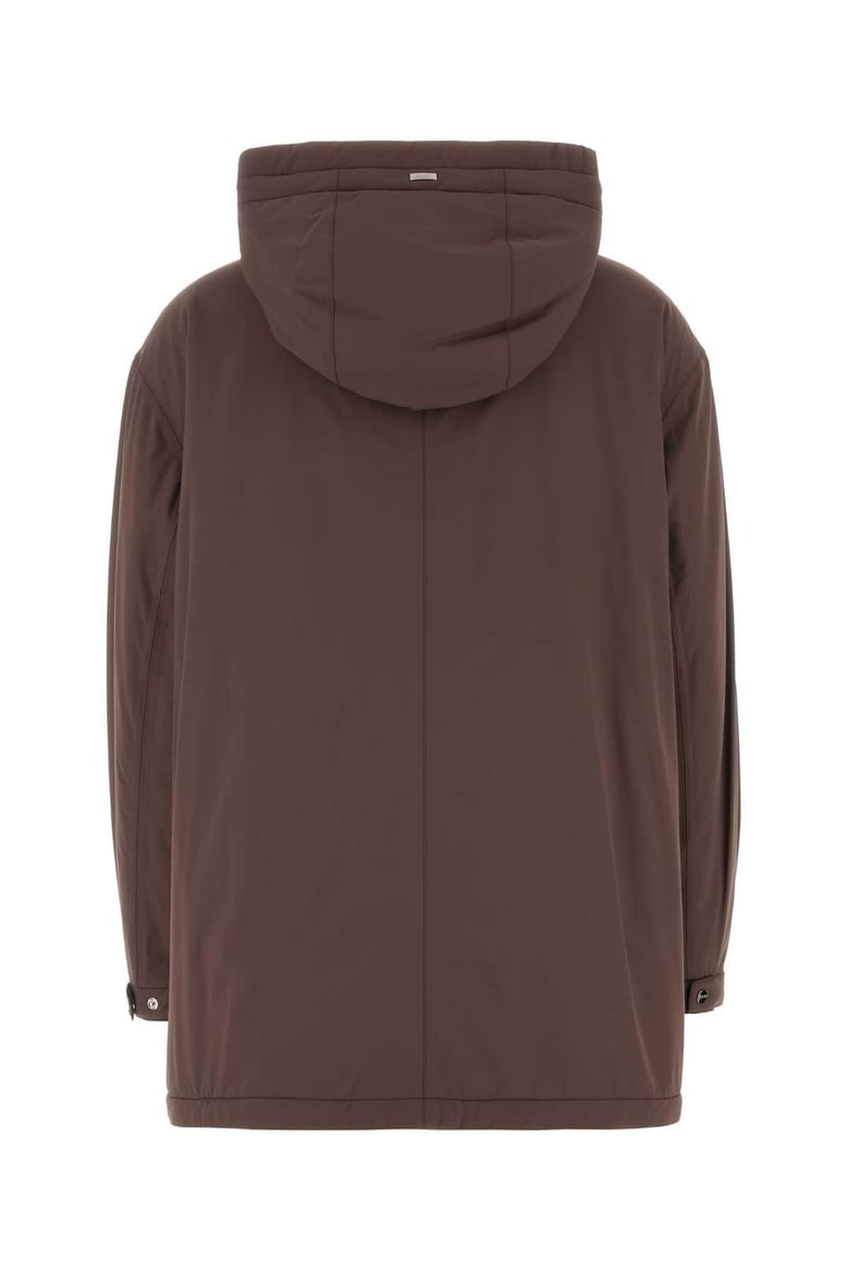 brown stretch nylon jacket by Selfnex