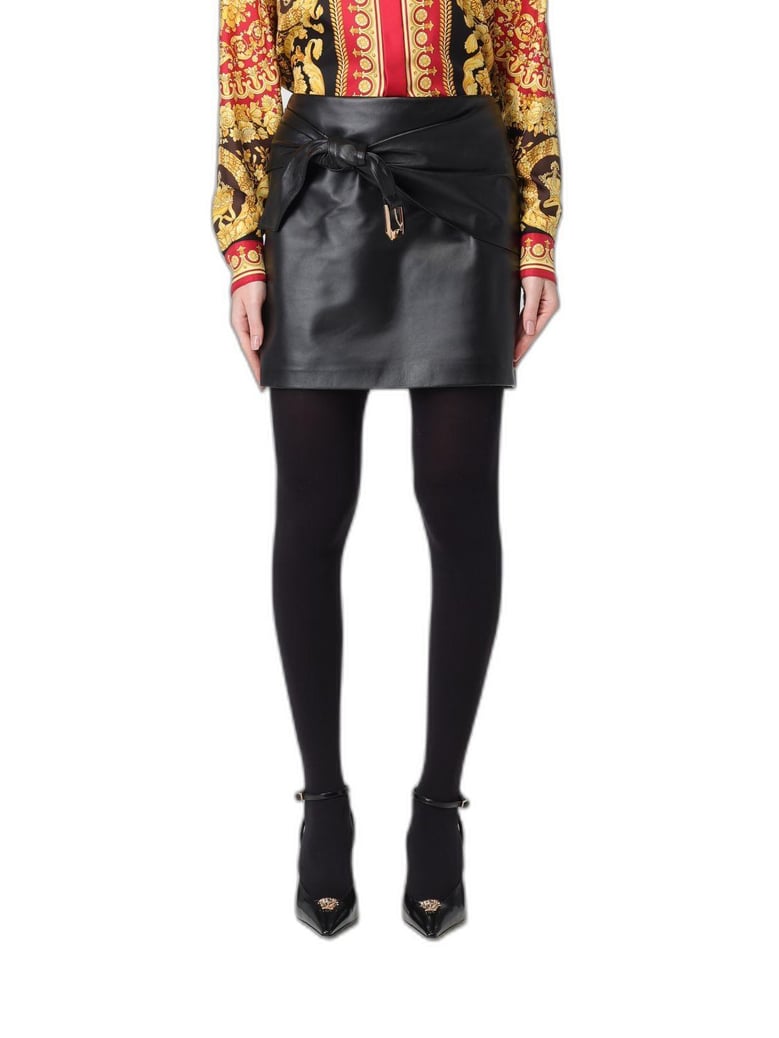 black leather mini skirt by Selfnex
